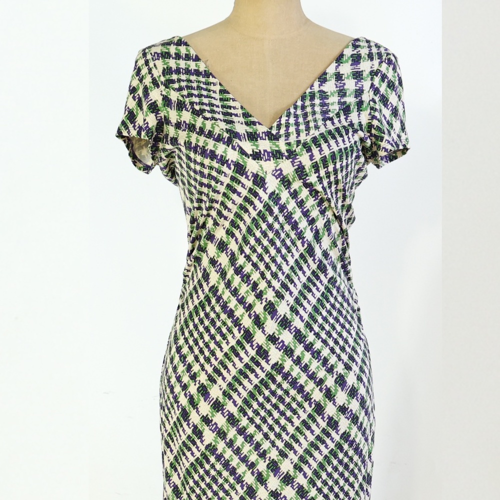 Diane Von Furstenberg plaid silk jersey dress
